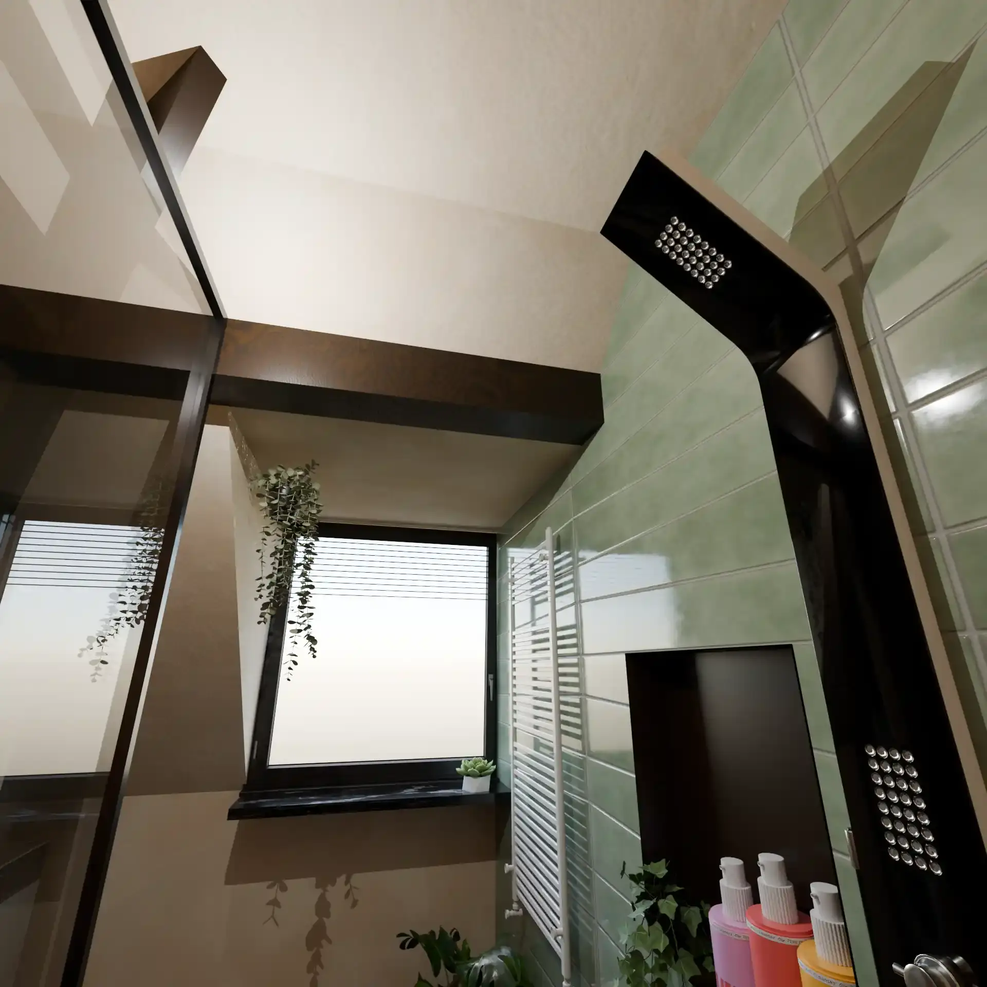 Square detail render of the bathroom