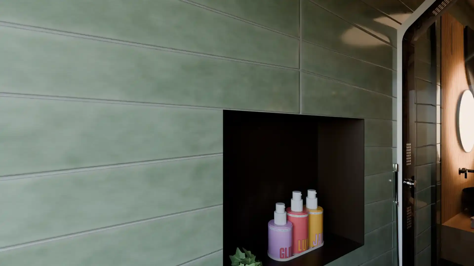 Bottles and accessories as details in the bathroom model