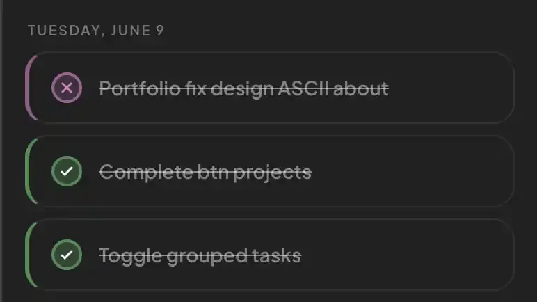 Archive with completed and missed tasks