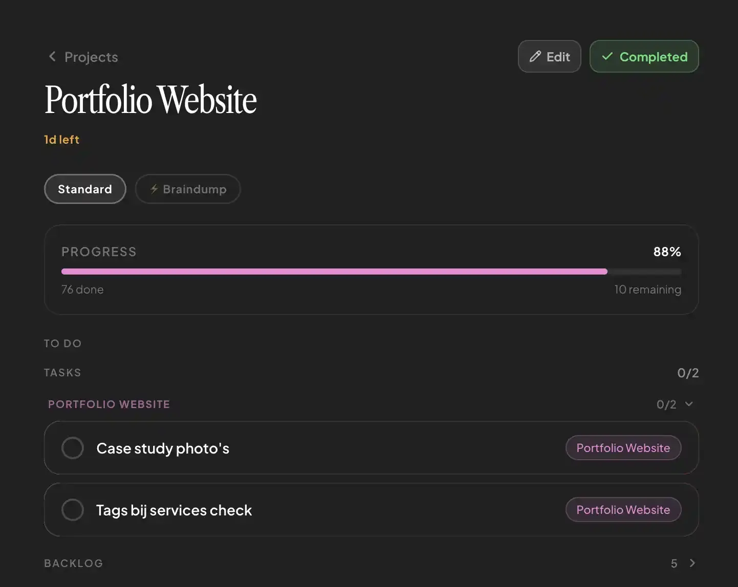 Project with concrete subtasks