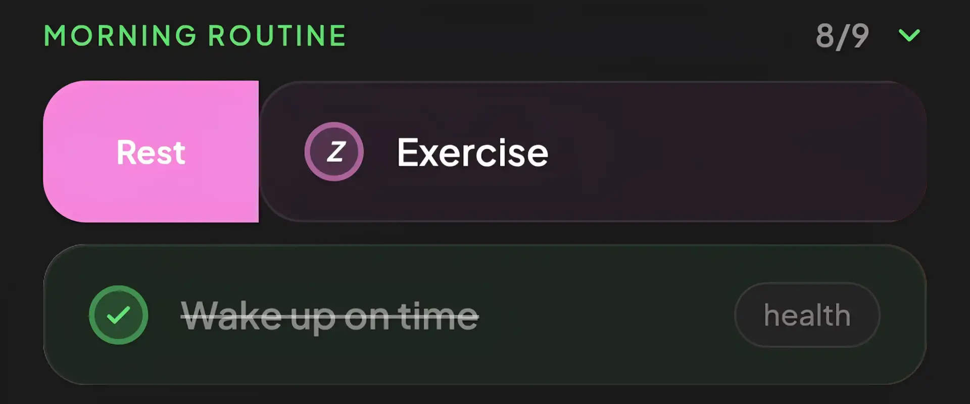 Sleep mode in the planning app