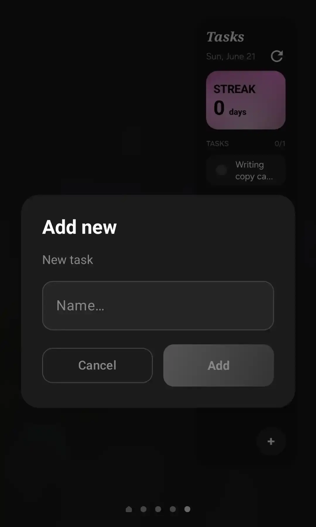 Adding a task from a widget