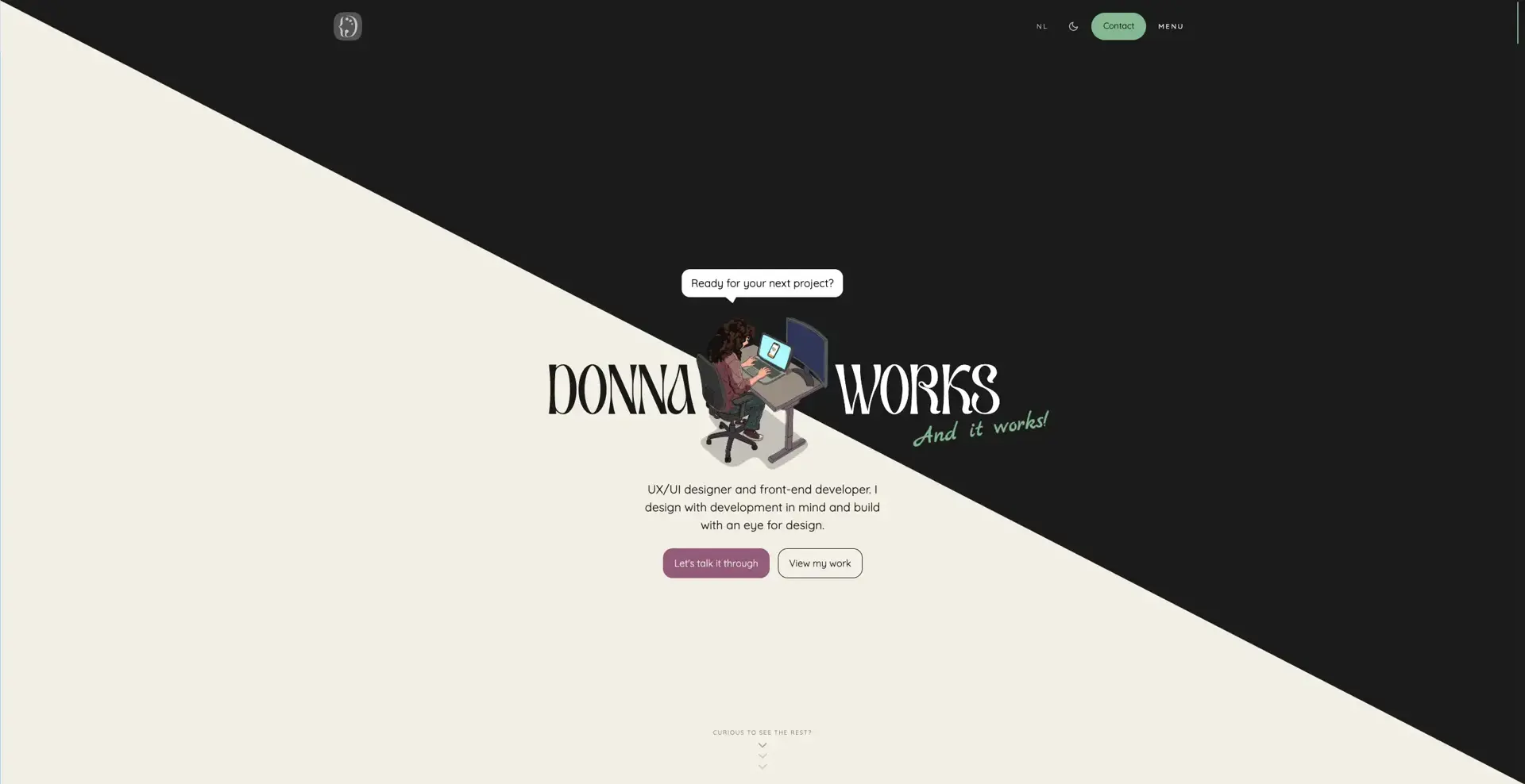 Homepage hero animation of Donna Works