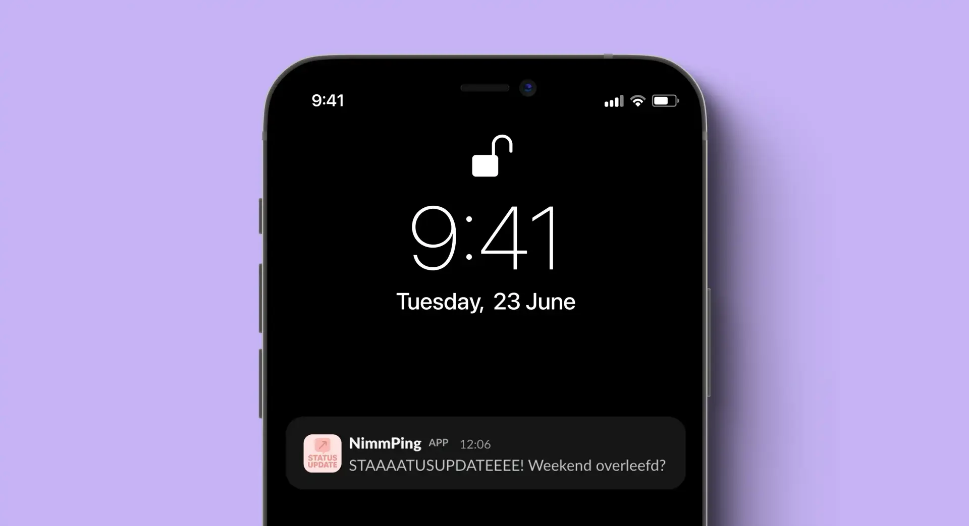 Slackbericht van de NimmPing bot met een dagelijkse statusupdate