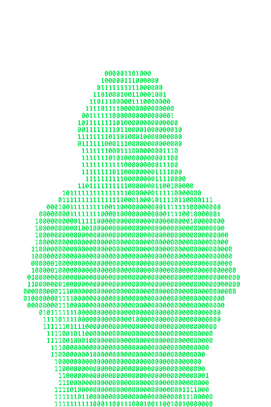 Animated portrait being built from zeros and ones